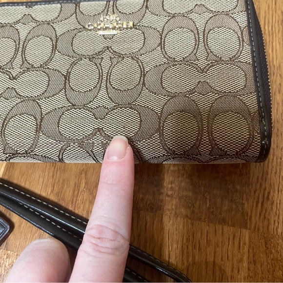Coach Signature Canvas Zip Around Wristlet - Picture 3 of 13